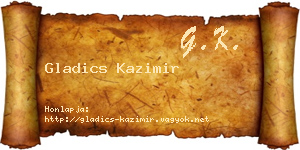 Gladics Kazimir névjegykártya